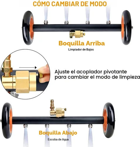Vista 4 de EVEAGE Escoba de agua 2 en 1 para lavadora a presión del tren de rodaje de 16 pulgadas, accesorio para lavadora a presión debajo del automóvil