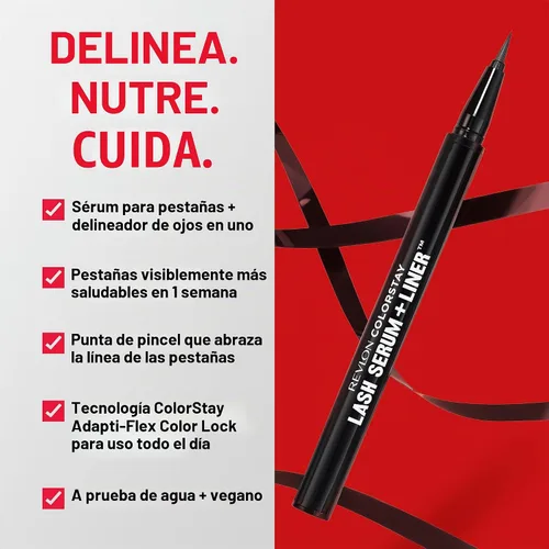 Vista 4 de REVLON ColorStay Lash Serum + Liner, delineador de ojos líquido, 001 negro
