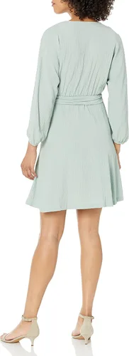 Vista 2 de Calvin Klein Women's Long Sleeve Self Belt V-neck Midi Dress