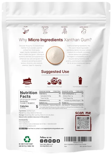 Vista 2 de Polvo de goma xantana, 2 libras (32 oz) Calidad premium para hornear keto y sin gluten Agente espesante sin sabor para cocinar y hornear Sin