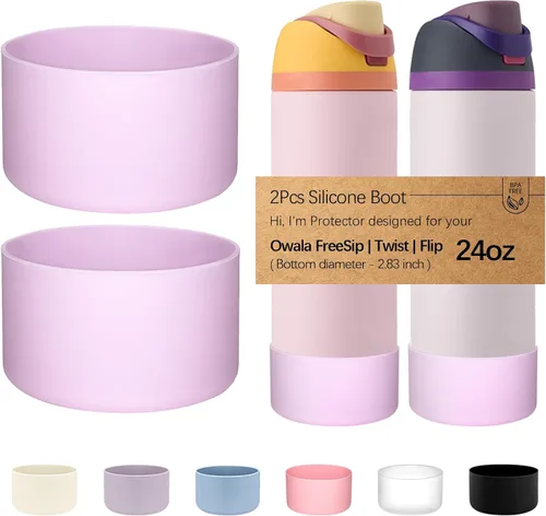 Vista 60 de WK IEASON 2 fundas de silicona para botella de agua Owala, base protectora para botella de agua Owala FreeSip Twist y Flip Flask accesorios para 3D