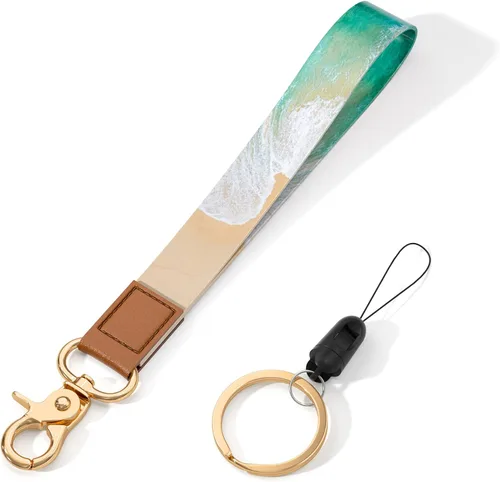 Vista 19 de Cordón de muñeca para llaves, lindo cordón de correa de muñeca, soportes para llavero, llavero de pulsera, correas de muñeca para llaves Flor negra