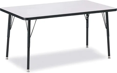 Vista 53 de Berries Mesa rectangular para actividades, altura A, Gris/Negro/Negro, 1