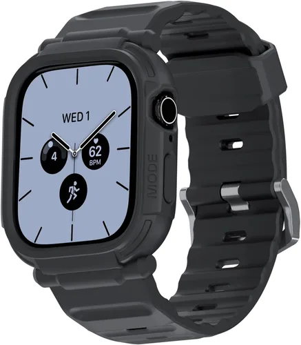 Vista 23 de elkson Funda con Correa para Apple Watch Ultra de 49mm 3/2/1 con Protector de Pantalla de Vidrio Templado, Serie Quattro Pro Resistente para Correa