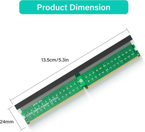 Vista 5 de SinLoon DDR5 UDIMM 288Pin Adaptador Riser Card DDR5 Módulo de memoria Tarjeta protectora de prueba para PC de escritorio placa base