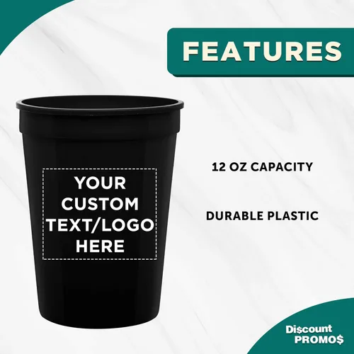 Vista 3 de DISCOUNT PROMOS Vasos de plástico personalizados + tamaño de 12 onzas + diseño de fiesta desechable + juego a granel (10, 50 o 100) ideal