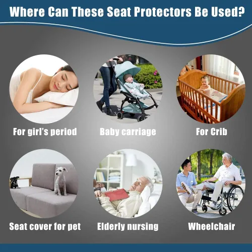 Vista 5 de Paquete de 2 almohadillas impermeables y absorbentes para sillas de incontinencia, lavables a máquina, para adultos y niños, para silla de ruedas