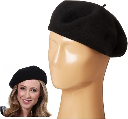 Vista 87 de Boina de lana francesa para mujer, gorra de invierno clásica de color sólido