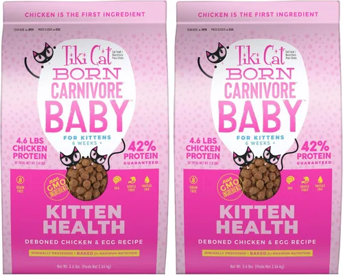 Vista 7 de Tiki Cat Born Carnivore Baby Kitten Health Alimento seco para gatos, pollo y huevo deshuesados, bolsa de 2.8 libras
