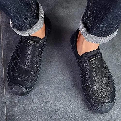 Vista 6 de LZDZN Zapatos casuales para hombre para hombre, mocasines de cuero, vestido para conducir, negro, marrón, amarillo, blanco, tamaño grande, ancho