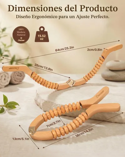 Vista 6 de ONUEMP - Masajeadores de lipedema para muslo, pantorrilla, cintura y glúteos Cellulite Massage Tool, Wood Therapy Massage Tools Maderoterapia Kit