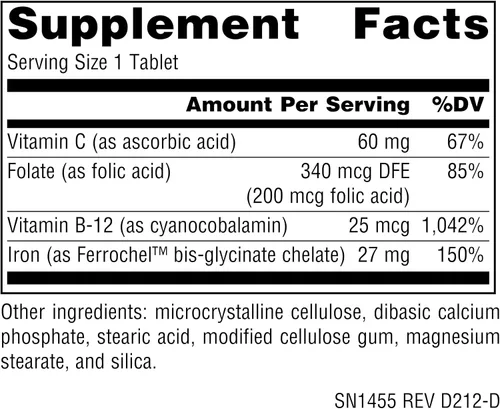 Vista 2 de Source Naturals Ferrochel avanzado, 90 comprimidos veganos Suplemento de hierro biodisponible Producción de 27 mg de hierro Suave