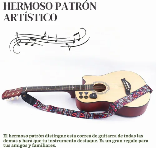 Vista 9 de Correa ajustable para guitarra incluye 2 cierres de correa y 2 púas a juego y 1 portapúas y 1 botón de correa de cuero. 1-África Estilo2