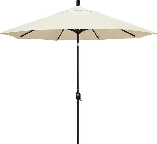 Vista 32 de California Umbrella Paraguas redondo de aluminio del mercado de 9', elevación de manivela, inclinación del botón, poste de bronce Azul (Air Blue)
