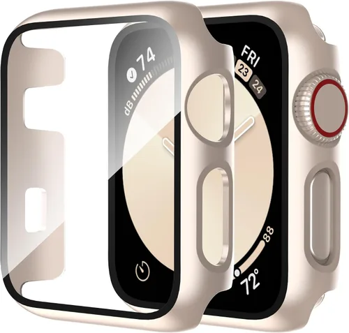 Vista 49 de Smiling Paquete de 2 fundas compatibles con Apple Watch Serie 3/Serie 2 de 1.49 pulgadas, protector de pantalla vidrio templado, carcasa rígida