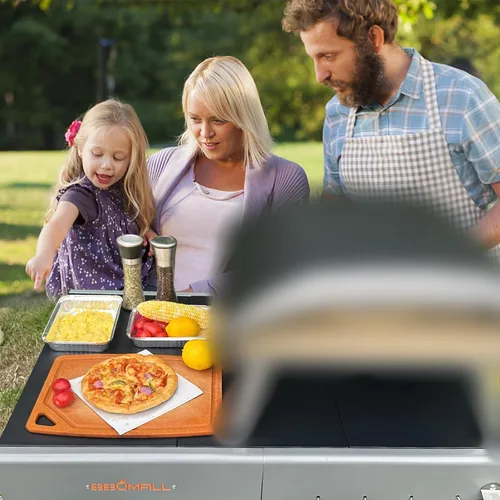 Vista 3 de Mesa de carrito de horno de pizza y estación de cobertura para Ooni Koda/Karu/Fyra 16 y 12, carrito de cocina móvil grueso y ensanchado, soporte