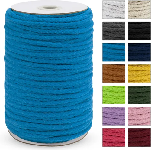 Vista 26 de JeogYong Cuerda trenzada de macramé de 0.197 in x 295 pies, cuerda de algodón trenzada natural de 8 hebras, cuerda de macramé de colores para colgar