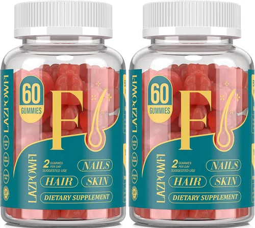 Vista 12 de Gomitas de biotina, vitaminas para la piel y las uñas para hombres y mujeres, vitamina B7 vegana, apoya el crecimiento del cabello y uñas más