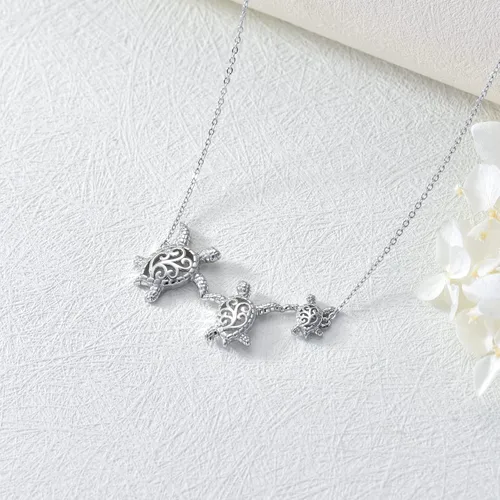 Vista 4 de Hammerhead SharkTurtle Filigree FamilyStarfishCrab Necklace Sterling Silver Sea Animal Beach Necklace for Women Girls