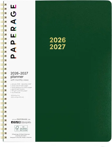 Vista 13 de PAPERAGE Planificador mensual y anual de 2 años, 24 meses (enero 2026 - diciembre 2027), 8.5 x 11 pulgadas, Planificador espiralado 2026-2027
