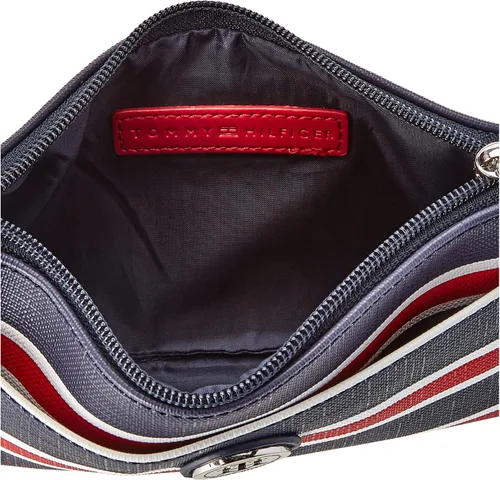 Vista 5 de Tommy Hilfiger Bolso de mano con estampado de rayas azules y rojas para mujer, Azul marino, M