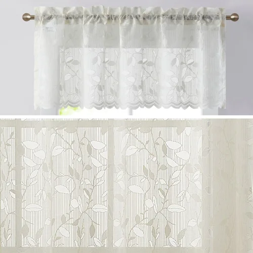 Vista 18 de HLC.ME Joyce - Cortina de encaje transparente para cocina, cafetería, para ventanas pequeñas, cocina y baño, 30 pulgadas de ancho x 36 pulgadas