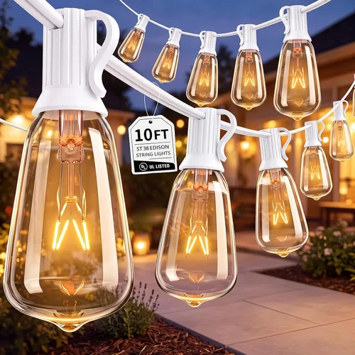 Vista 8 de Abeja Luces de Cadena para Exteriores de 20 Pies con 20 Bombillas Vintage (2 de Repuesto), Luces de Cadena ST40, Resistente al Agua, Certificación