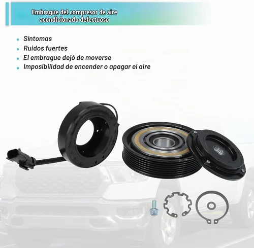 Vista 6 de X AUTOHAUX Kit de embrague del compresor de CA para Ram 1500 8CYL 5.7L 2003 2004 2005 2006 2007 2008 A/C embrague polea placa bobina reparación