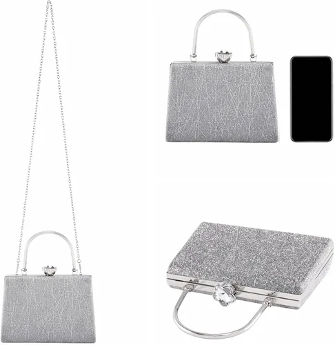 Vista 3 de Ayliss Bolso de noche para mujer con asa superior para boda bolso cruzado para cóctel graduación esmerilado