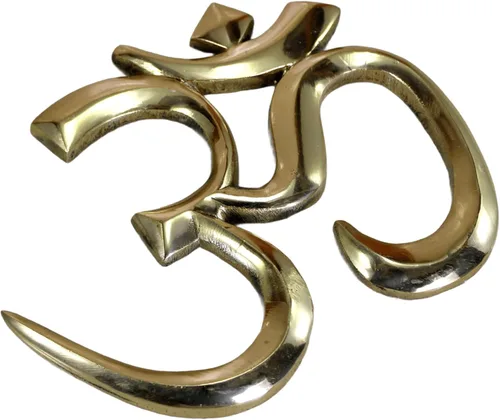 Vista 2 de eSplanade Escultura OM de latón para colgar en la pared, Vastu, Fengshui, buena suerte, símbolos religiosos, auspiciosos, ídolos de Pooja