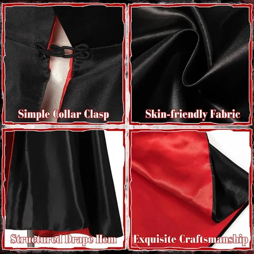 Vista 4 de Capa de vampiro, capa de doble cara con cuello alto Cabo Vampiro Cuello Alto Púrpura