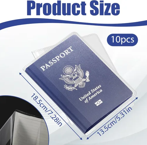 Vista 2 de Funda transparente para pasaporte, protector de pasaporte de plástico impermeable, funda de vinilo para pasaportes para viajes, transparente