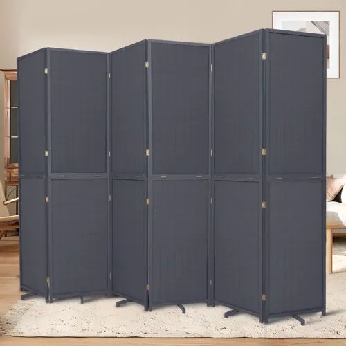 Vista 11 de Divisor de pared de bambú de 6 paneles, 106 pulgadas de ancho x 67 pulgadas de alto, diseño plegable con base extra estable, pantalla divisora