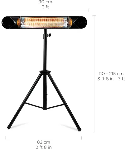 Vista 3 de Briza Calentador eléctrico infrarrojo para patio - Calentador de interior/exterior - Calentador portátil de pared/garaje - 1500 W - uso con soporte