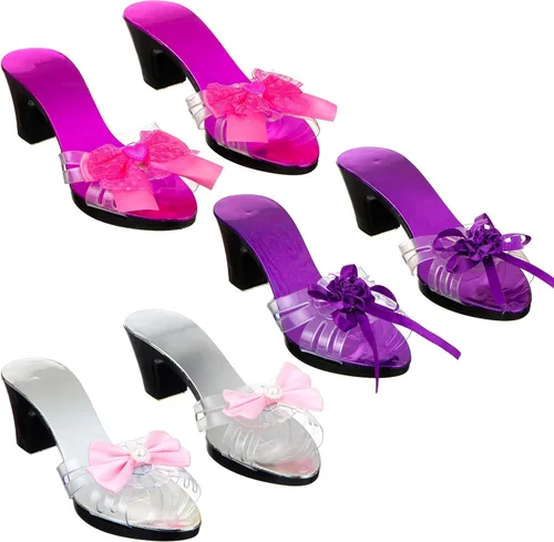 Vista 10 de 3 Pack Dress Up Kids Royalty Heels - Pretend Play High Heels for Kids, Princess Play Dress Shoes - Toddler Size 7-10