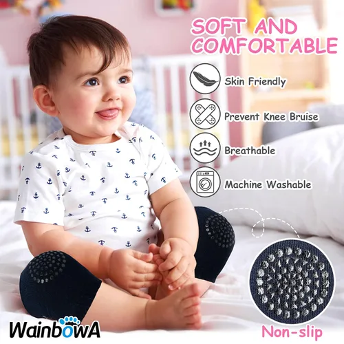 Vista 6 de WainbowA - Rodilleras antideslizantes para bebés y niños, para proteger a bebés y niños, rodillas, codos y piernas, unisex, para bebés y niños