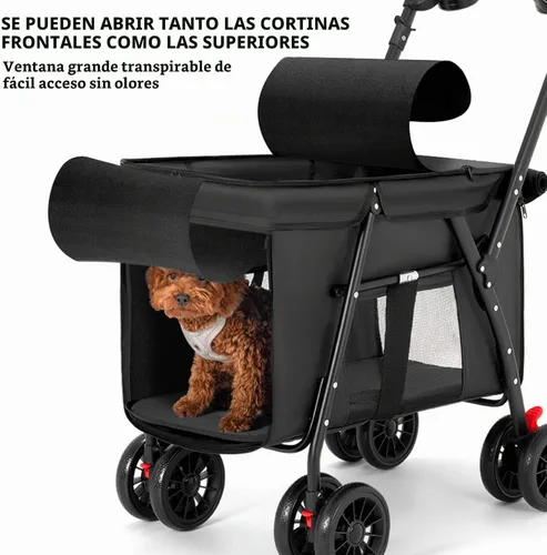 Vista 2 de Cochecito para mascotas Gato Perro Cochecito Viaje Plegable Pet Carriers