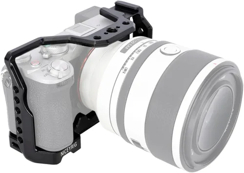 Vista 5 de NICEYRIG A7C II A7CR - Jaula de aluminio para Sony Alpha A7CII / A7CR / A7C cámara sin espejo Vlog Vlogging Video Making con placa de liberación