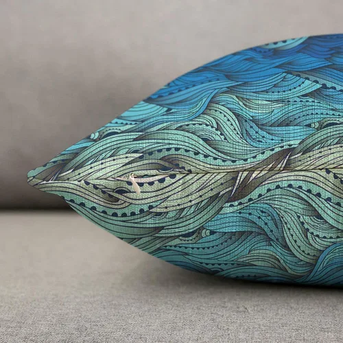 Vista 6 de TKS MITLAN Fundas de almohada abstractas con ondas 18 x 18 pulgadas, fundas de almohada decorativas con gradiente azul de agua de mar, ondas