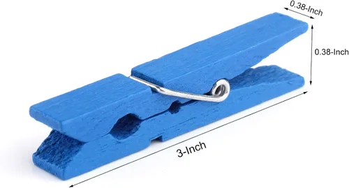 Vista 3 de Pinzas de ropa de madera multicolor de 3 pulgadas para manualidades escolares, paquete de 50 School Clothes Pins Clips Pegs