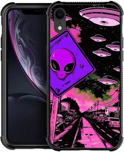 Vista 23 de CARLOCA Funda compatible con iPhone XR, iPhone XR para niños, hombres y jóvenes, diseño de nebulosa espacial, a prueba de golpes, antiarañazos