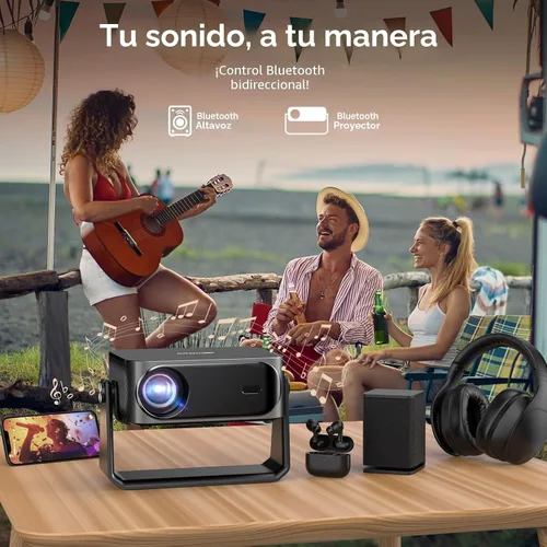 Vista 9 de [2000 ANSI/enfoque automático y Keystone/aplicación integrada] Proyector 4K para exteriores con WiFi y Bluetooth, proyector portátil inteligente