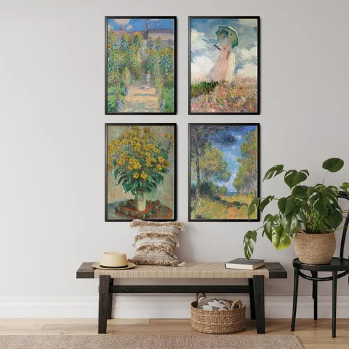 Vista 5 de Claude Monet - Juego de 4 pinturas artísticas famosas obras de arte de pared para dormitorio, póster de arte impresionista Pósteres estéticos