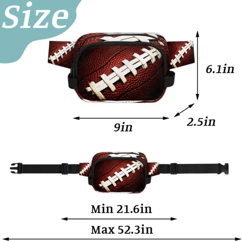 Vista 2 de Riñonera de fútbol americano para hombres y mujeres, bolsa cruzada de fútbol con correa ajustable, bolsa impermeable para viajes, caminar, correr