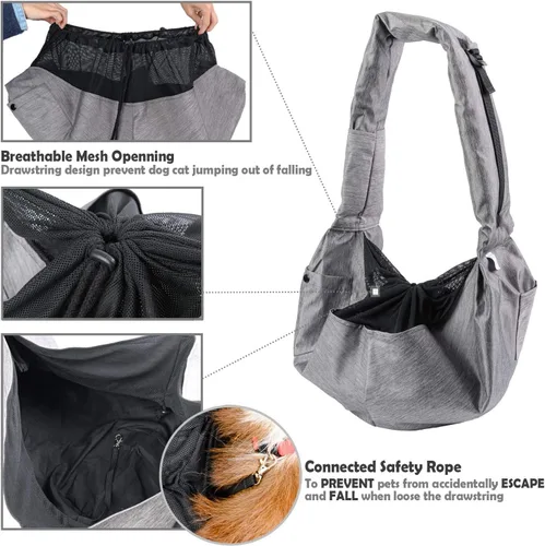 Vista 4 de ARELLA Cabestrillo Transportador para Perros Pequeños de 5 a 15 libras con Hombro Acolchado Ajustable Cómodo y Malla Transpirable para Viajes sin