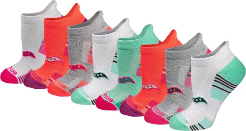 Vista 24 de Saucony Women's RunDry Performance Heel Tab Athletic Socks, Available in S-L (8, 16, 24 Pairs)