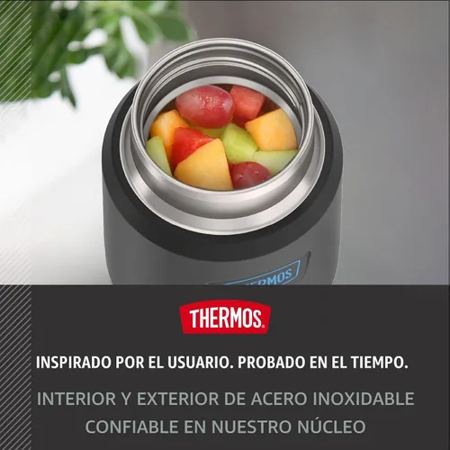 Vista 6 de THERMOS ICON - Tarro de alimentos de acero inoxidable con cuchara, 12 onzas, color negro