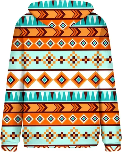 Vista 8 de Sudaderas con capucha azteca occidental para mujer, sudaderas de manga larga con gráficos vintage, camisetas de vaquera, ropa 2023