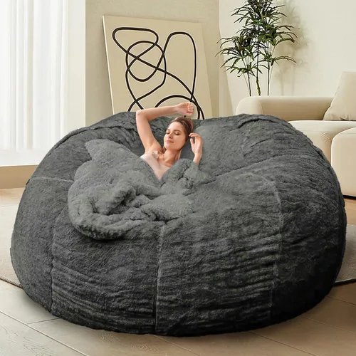 Vista 37 de HDMLDP - Funda de puf para niños y adultos, sin relleno, funda cómoda, esponjosa y redonda, para sofá tipo puf, para silla de lectura, silla de Gris