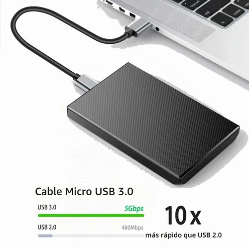 Vista 3 de Cable micro B, USB 3.0 A macho a micro USB 3.0, cable de sincronización compatible con Toshiba, Seagate, Samsung, My Passport y más discos duros
